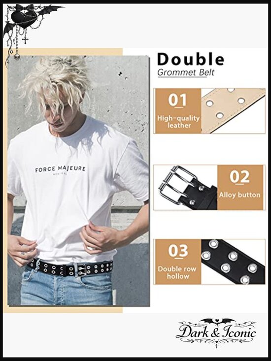 Goth Studded Rivet Belt Set Punk Y2k Belts for Men Women Gift main image 5
